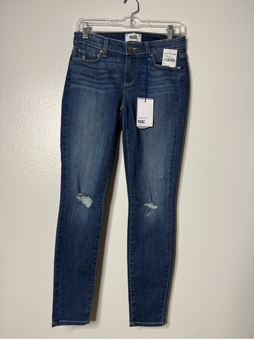NWT PAIGE Verdugo Ankle Zoey Destructed Skinny Jeans Size 28 - Picture 3 of 10